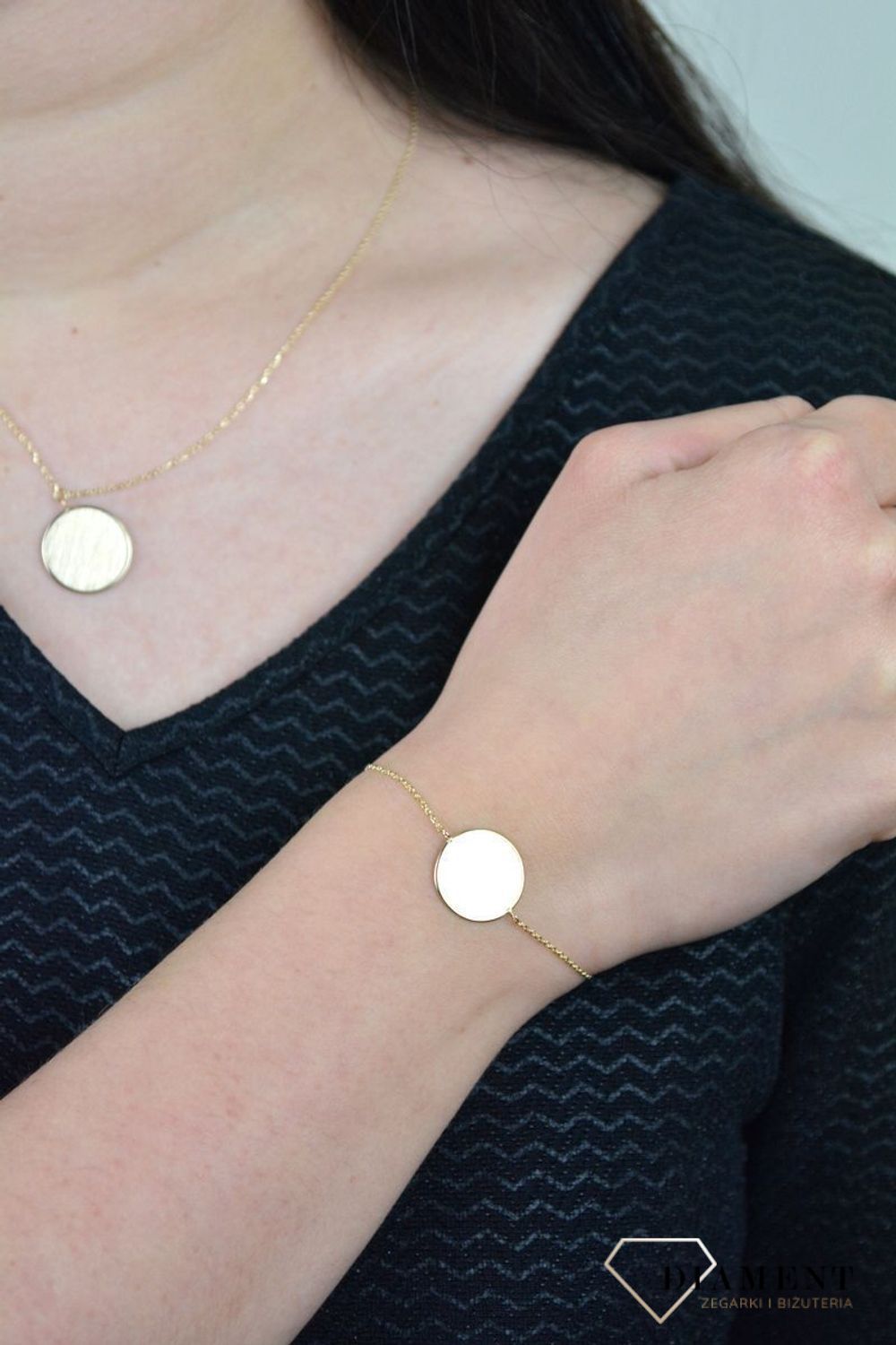 Złota bransoletka celebrytka z okrągłą zawieszką DIA-BRA-E263--585.jpg