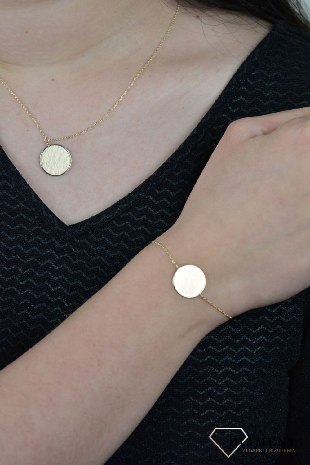 Złota bransoletka celebrytka z okrągłą zawieszką DIA-BRA-E263--585.jpg