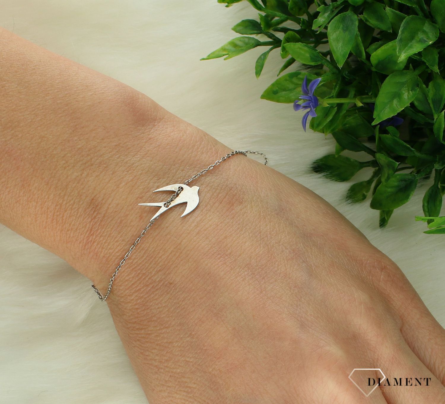 Bransoletka srebrna z jaskółką 925 celebrytka DIA-BRA-JASKÓŁKA-925 (1).jpg
