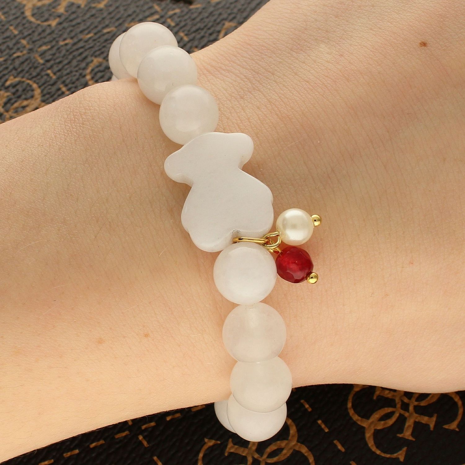 Bransoletka damska koraliki z perełkami DIA-BRA-KAMIENIE-NATURALNE-MIS-3. Bransoletka damska z koralików. Bransoletka damska z perełkami. Bransoletka damska z misiem (2).jpg