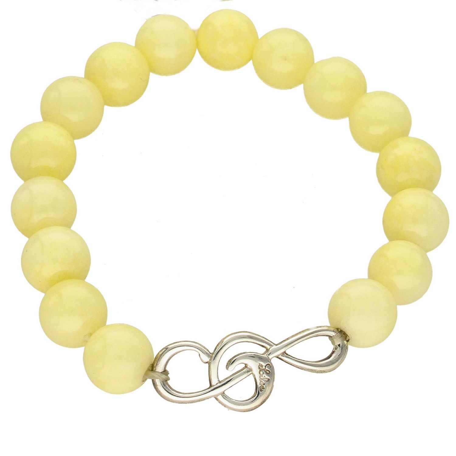 Bransoletka damska z koralików z zawieszką klucz wiolinowy DIA-BRA-KLUCZ-WIOLINOWY2-925. Bransoletka damska ze srebrną zawieszką. Bransoletka z kluczem wiolinowym.  (2).jpg