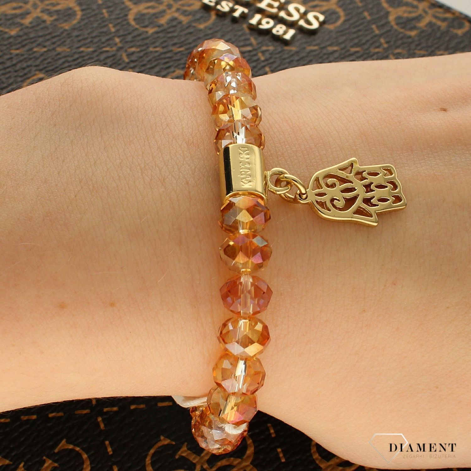 Bransoletka damska koraliki z zawieszką ręką Fatimy DIA-BRA-KORALIKI-FATIMA. Bransoletka z zawieszką. Bransoletka z amuletem ręka Fatimy. Bransoletka koraliki z zawieszką (2).jpg