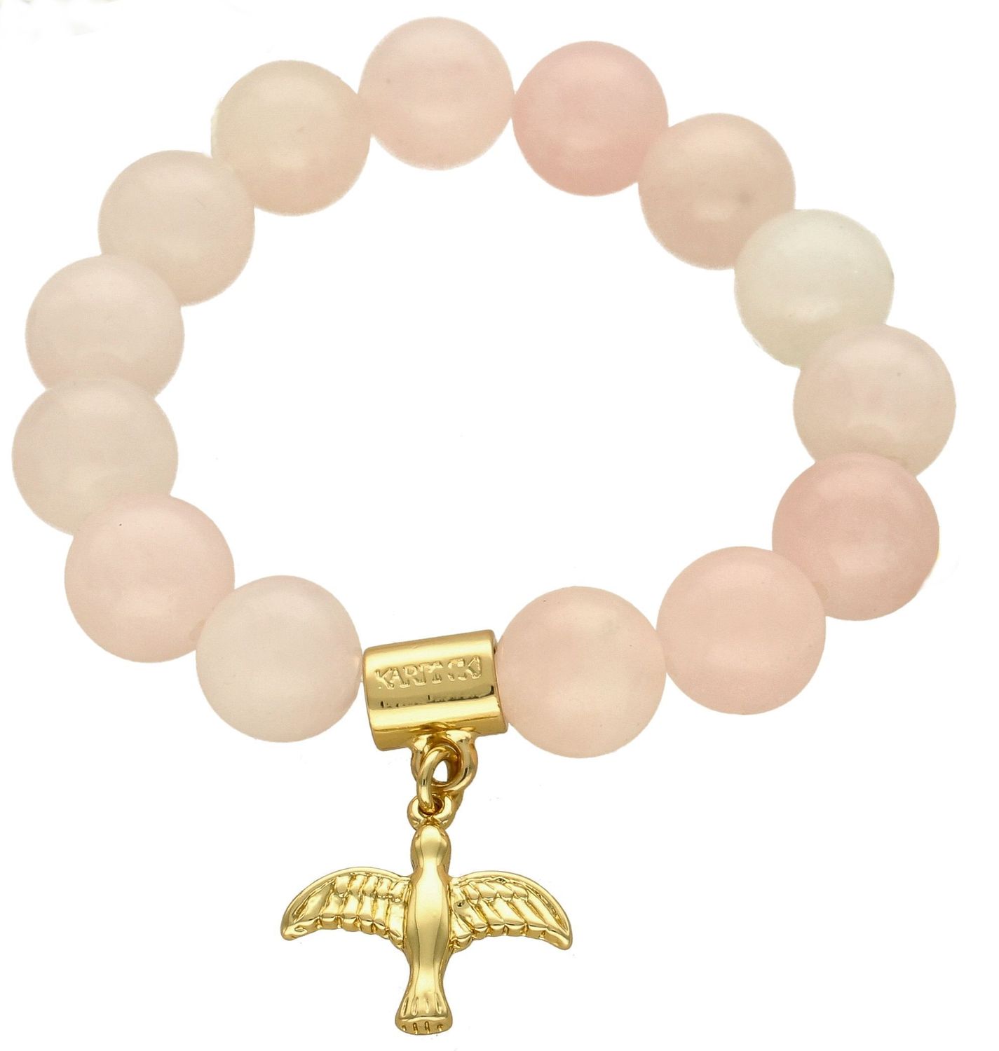 Bransoletka damska koraliki z zawieszką Gołąbek DIA-BRA-KORALIKI-GOŁĄB. Wyjątkowa damska bransoletka z koralików w różowym kolorze i zawieszki pozłacanej w kształcie gołębia.  (2).jpg