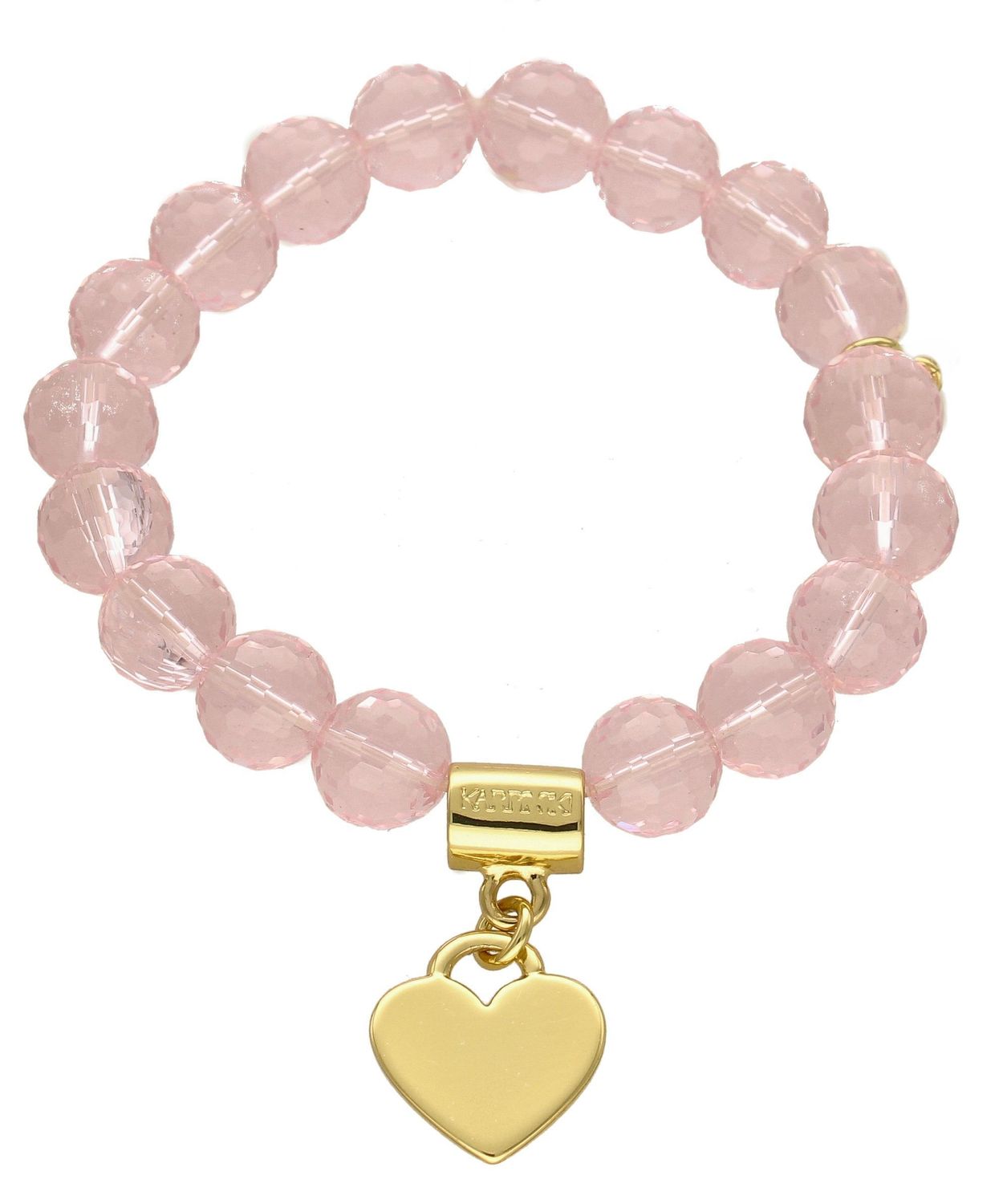 Bransoletka damska różowe koraliki z zawieszką Serce DIA-BRA-KORALIKI-SERCE-2. Wyjątkowa damska bransoletka z koralików w różowym odcieniu i zawieszki pozłacanej 24K złotem w kształcie serca.  (2).jpg