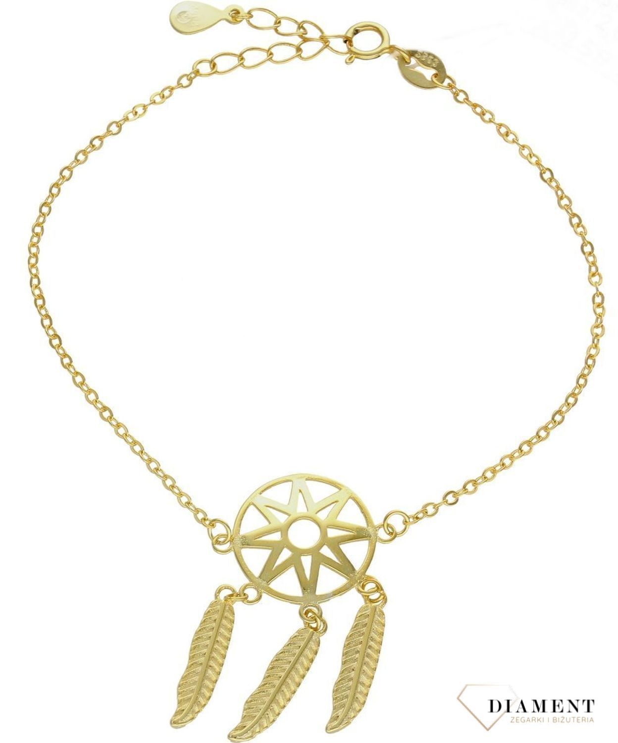 Bransoletka damska srebrna pokryta złotem łapacz snów DIA-BRA-LAPACZ-SNOW-925ds.jpg