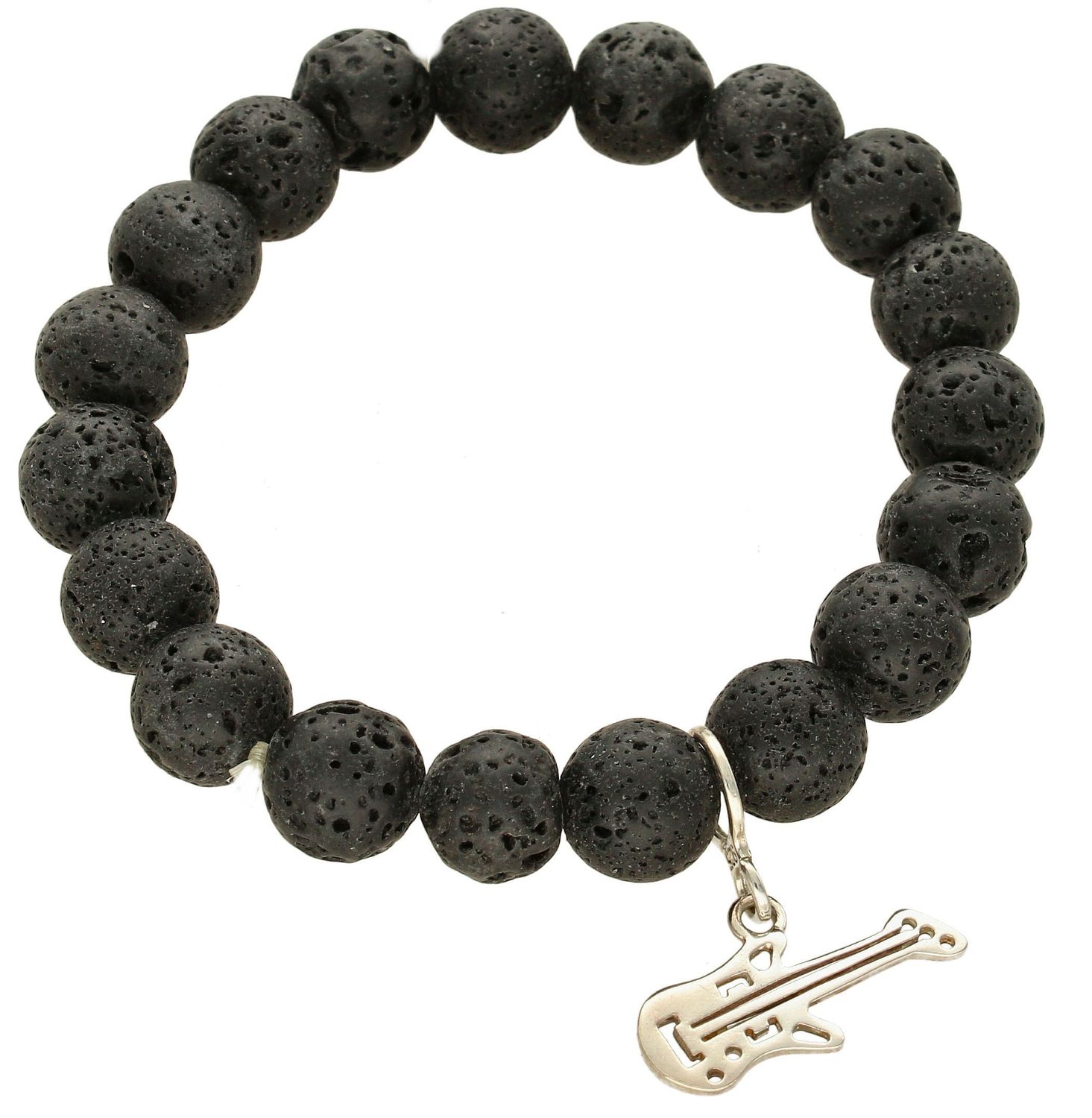 Bransoletka z kamieniem Lawa z zawieszka Gitara DIA-BRA-LAWA-GITARA. Bransoletka damska z zawieszką Gitara. Bransoletka damska z koralików. Bransoletka damska z kamienia Lawa (1).jpg