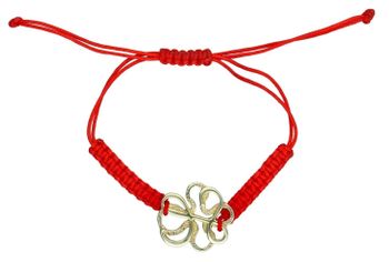 Damska bransoletka srebrna pozłacana próba 925 na czerwonym, regulowanym sznureczku. Zawieszka, waga ok. 3,05 g. Stylowa, elegancka i symboliczna – idealna na prezent i codzienne noszenie.1.jpg