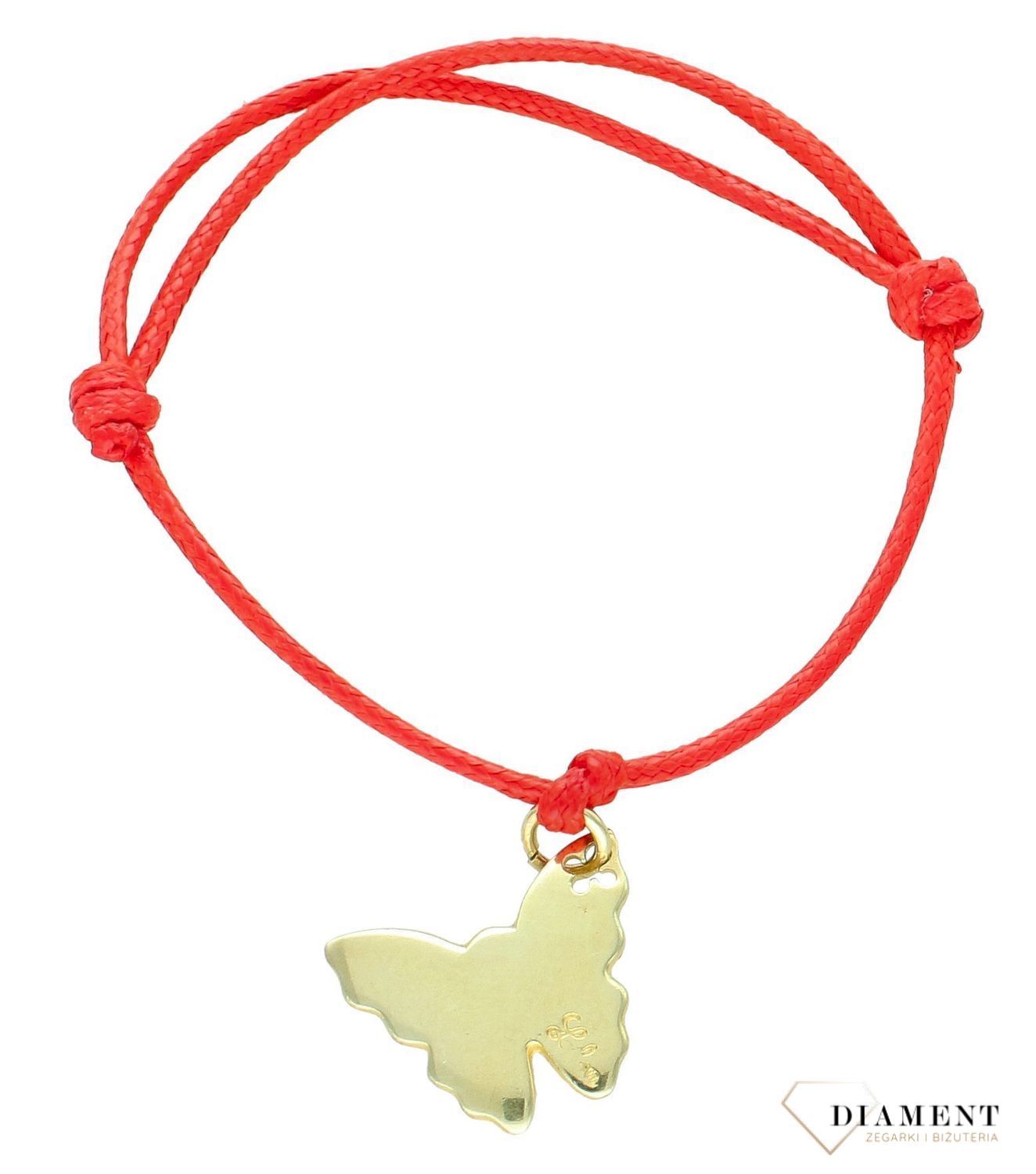 Srebrna bransoletka damska 925 na czerwonym sznurku Motyl pokryty złotem DIA-BRA-LILU-MOTYL-925. Bransoletka na sznureczku będzie idealnym prezentem dla ukochanej kobiety. Srebrna bransoletka damska na czerwonym sznureczku z zawieszką1.jpg