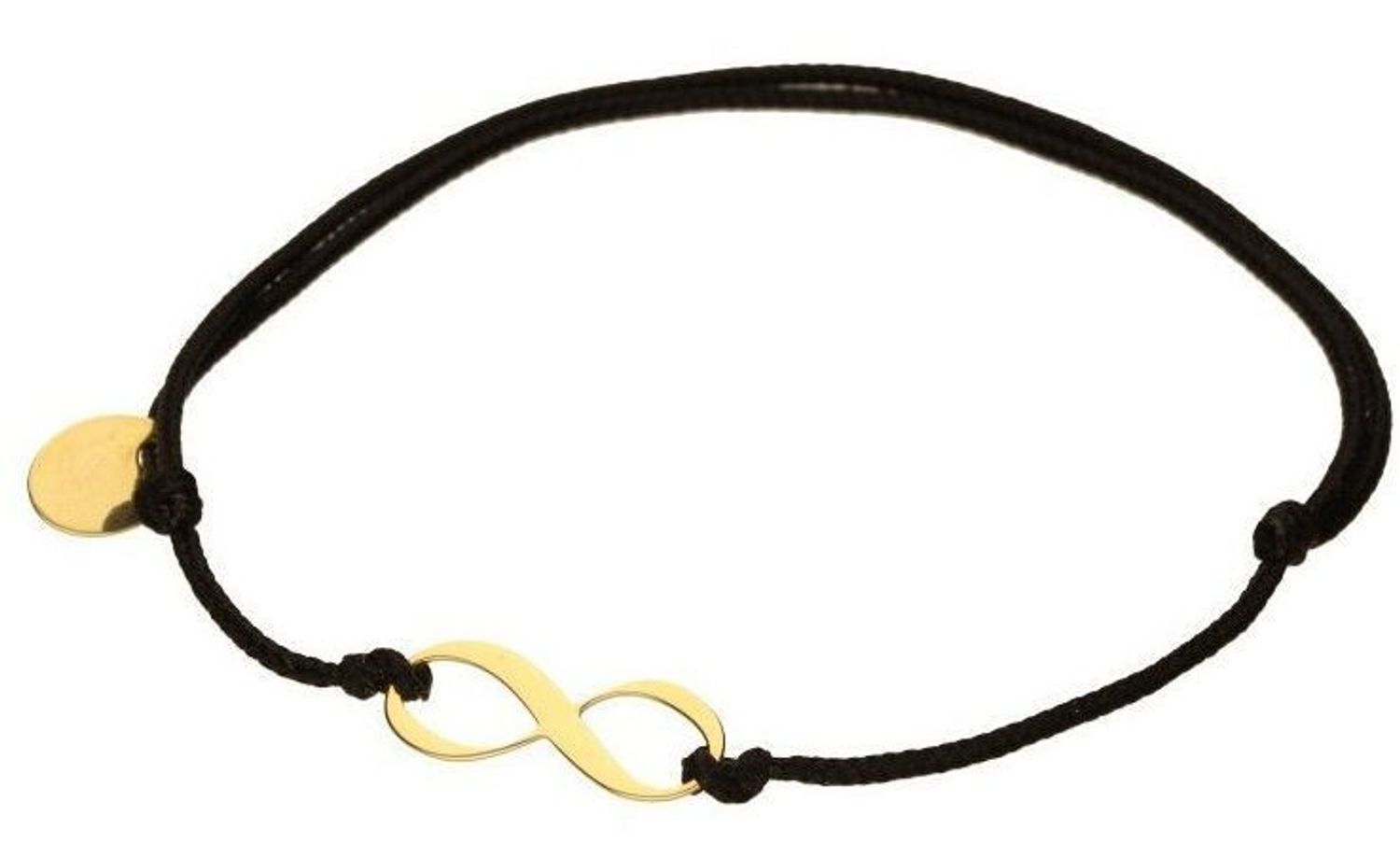 Bransoletka z symbolem nieskończoności na czarnym sznurku jubilerskim. Złoto próby 333 (8K), długość regulowana, waga 0,26 g. Elegancki i symboliczny prezent.1.jpg