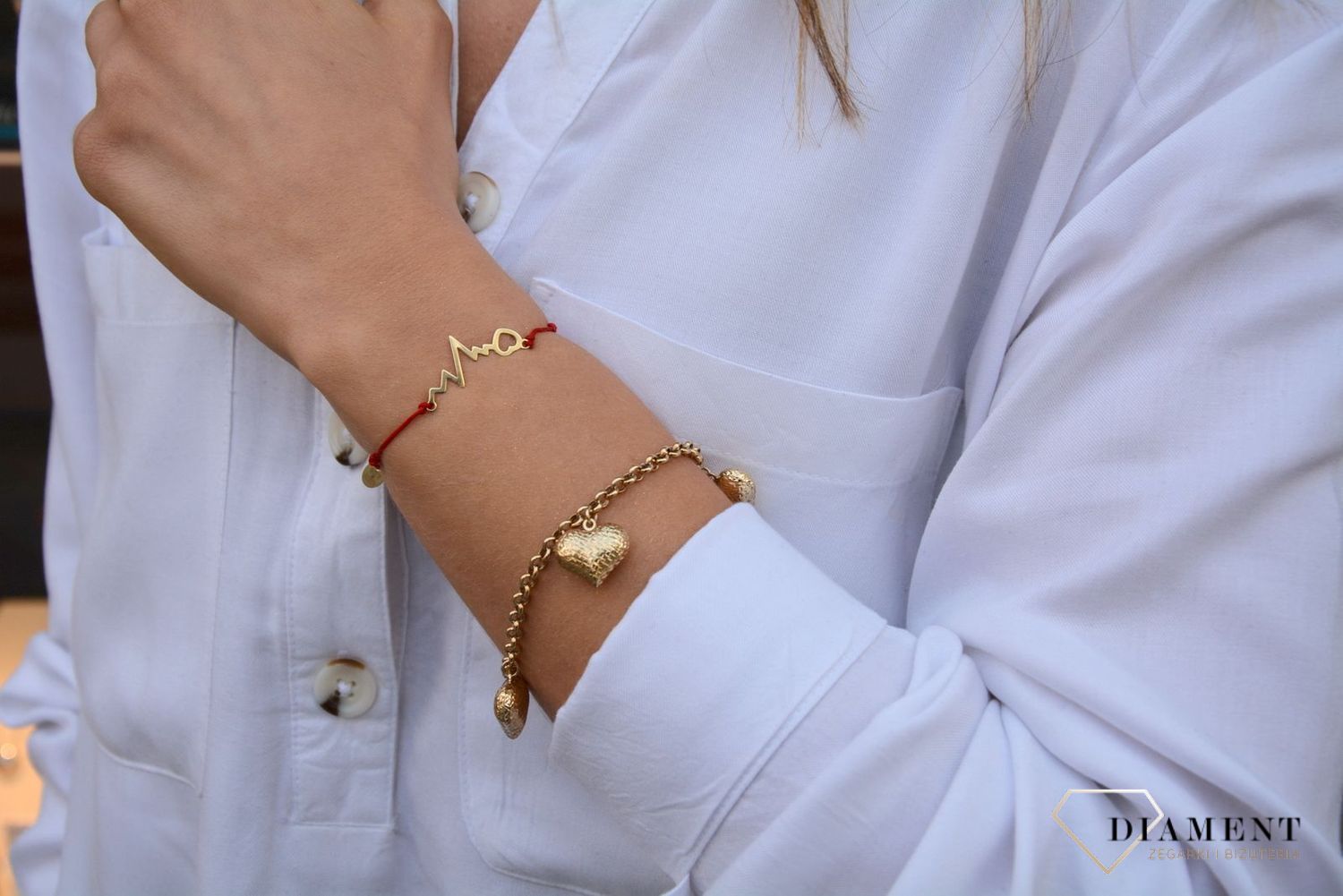 Złota bransoletka na sznurku  Linia Życia LU067G8K.jpg