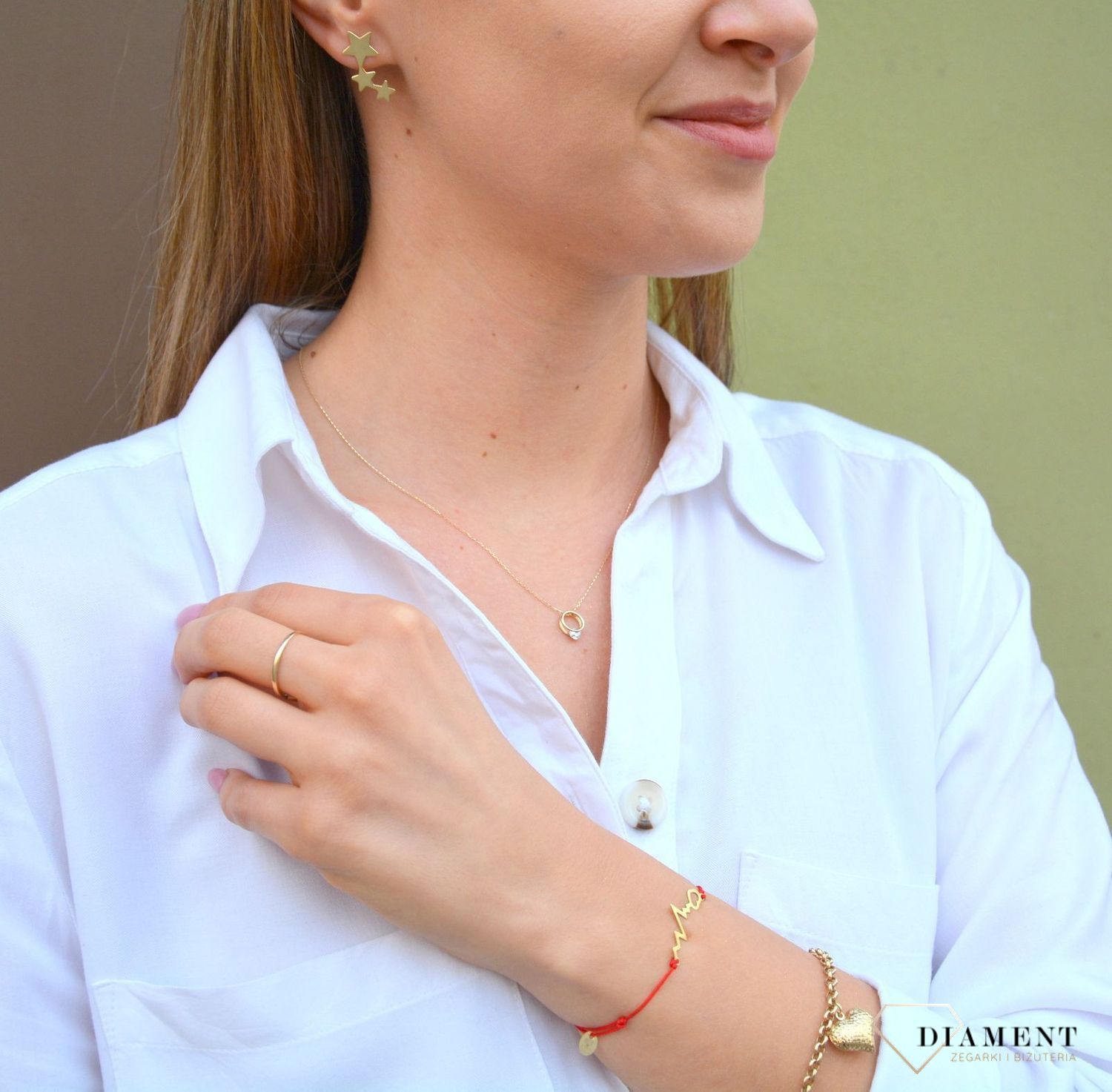 Złota bransoletka na sznurku  Linia Życia LU067G8K.jpg