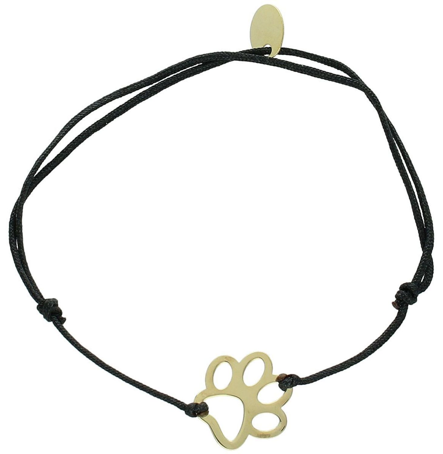 Bransoletka damska ze złota 585 na czarnym sznureczku z zawieszką w kształcie psiej łapki (1,1 cm). Model DIA-BRA-LU104G14KBLACK. Lekka, symboliczna i elegancka.1.jpg