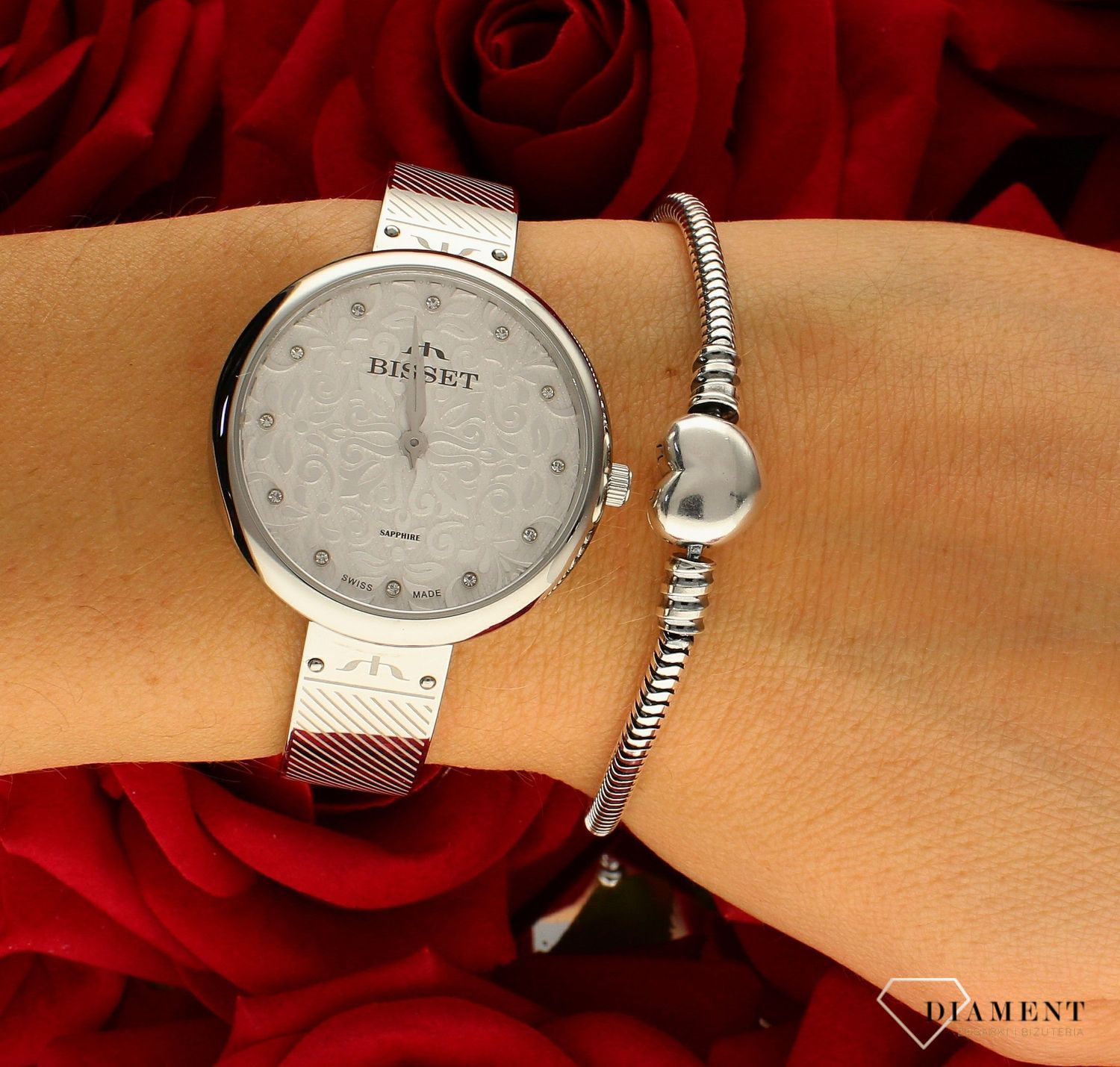 Srebrna bransoletka damska do charmsów modułowa Typu Pandora z serduszkiem DIA-BRA-MOD2R-925. Srebrna bransoletka damska. Bransoletka srebrna do charmsów. Srebna bransoletka modułowa. Bransoletka typu Pandory. Br.jpg