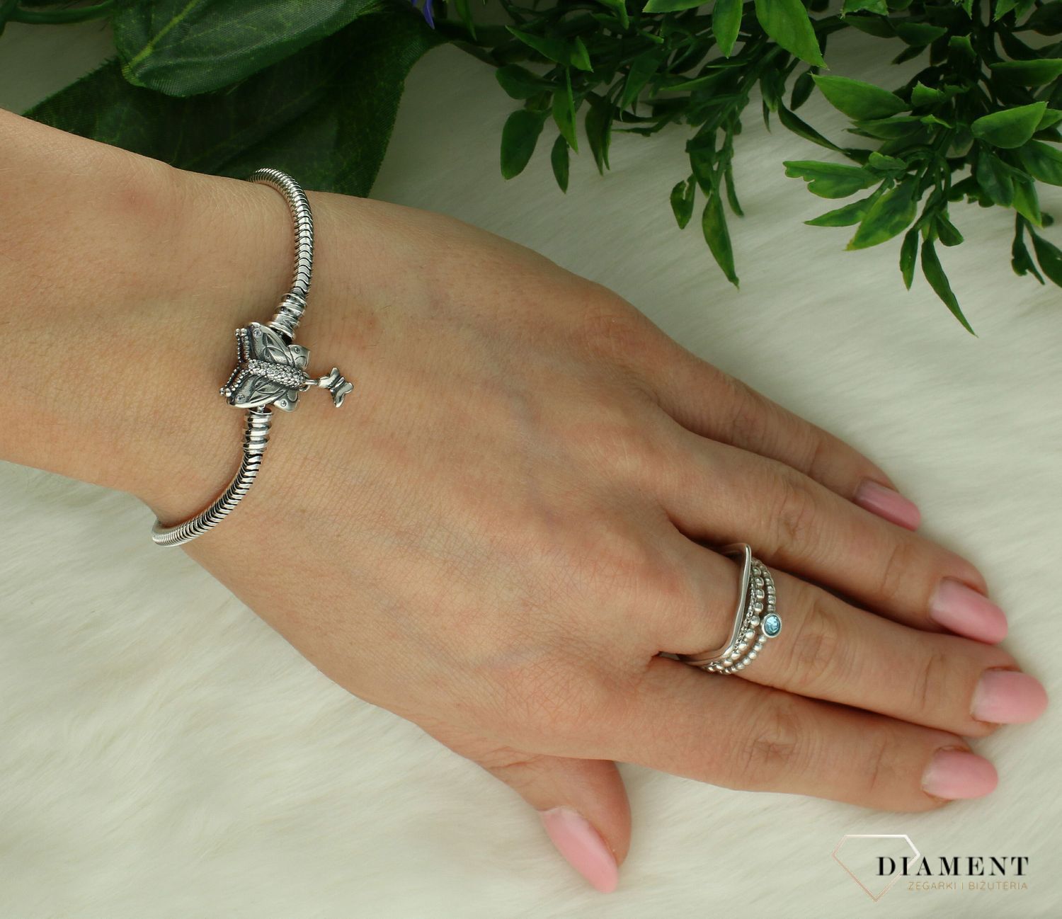 Srebrna bransoletka modułowa do charmsów 925 z motylkiem DIA-BRA-MOD5R-925.jpg