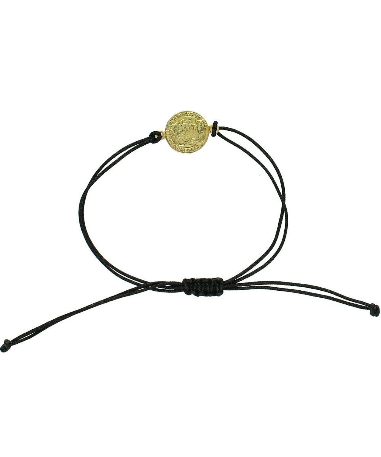 Bransoletka sznurkowa z monetą – regulowana, minimalistyczna czarna.jpg