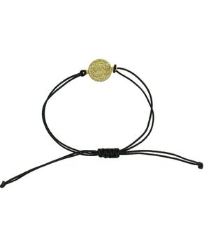 Bransoletka sznurkowa z monetą – regulowana, minimalistyczna czarna.jpg