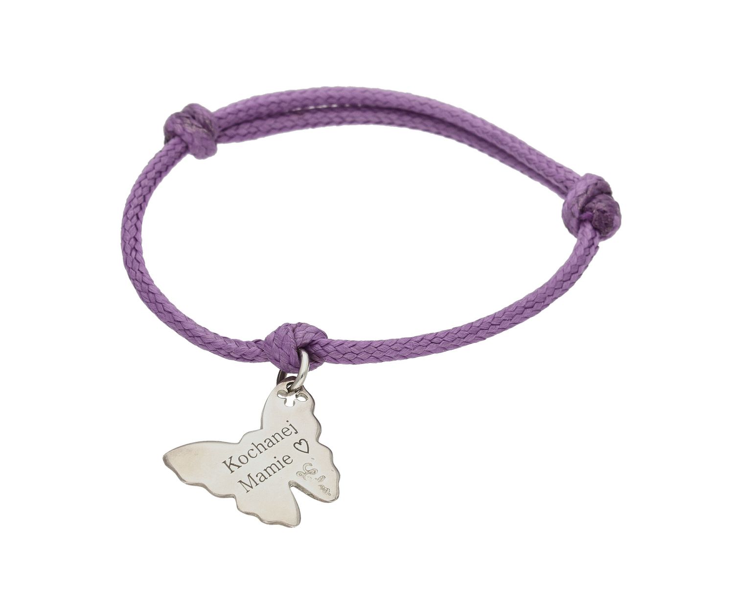 Bransoletka srebrna na sznureczku z motylkiem Kochanej mamie Prezent na Dzień Mamy DIA-BRA-MOTYL-M (1).jpg