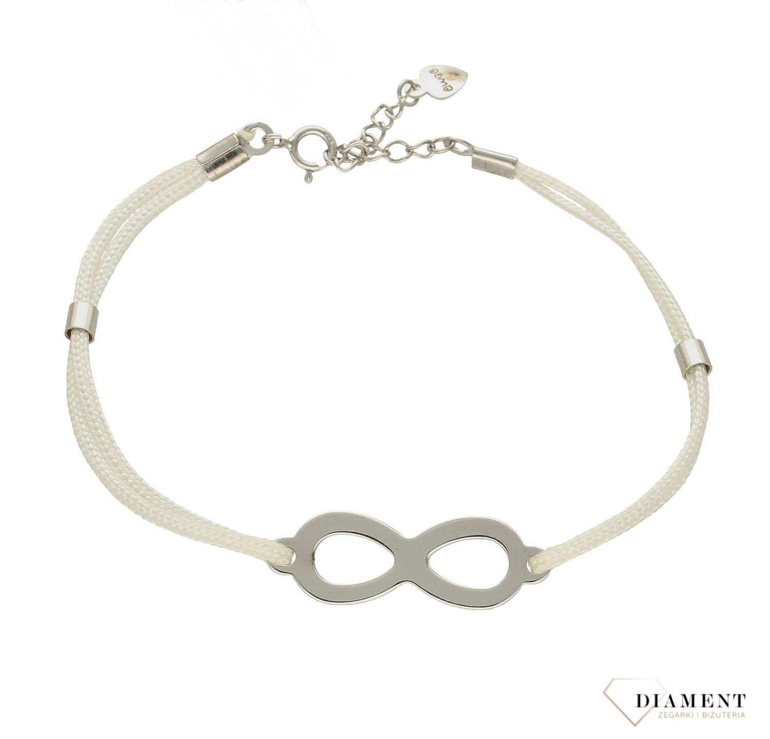 Bransoletka srebrna sznureczku nieskończoność DIA-BRA-NIESKONCZONOSC-SZNUREK92. Pomysł na prezent. Bransoletka na sznurku. Biżuteria ze znakiem nieskończoności.jpg