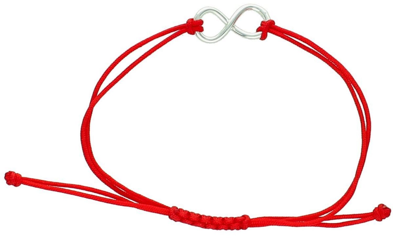 Czerwona bransoletka z symbolem nieskończoności – srebro 925, zaciągana, na prezent.jpg