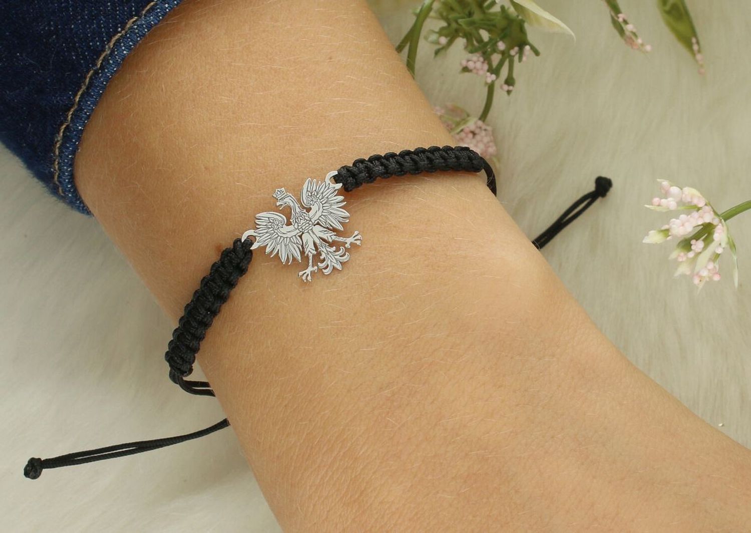 Srebrna Bransoletka z Orłem Godłem Polski na Czarnym Sznurku 925 – Grawer Gratis DIA-BRA-ORZEŁ-925.jpg