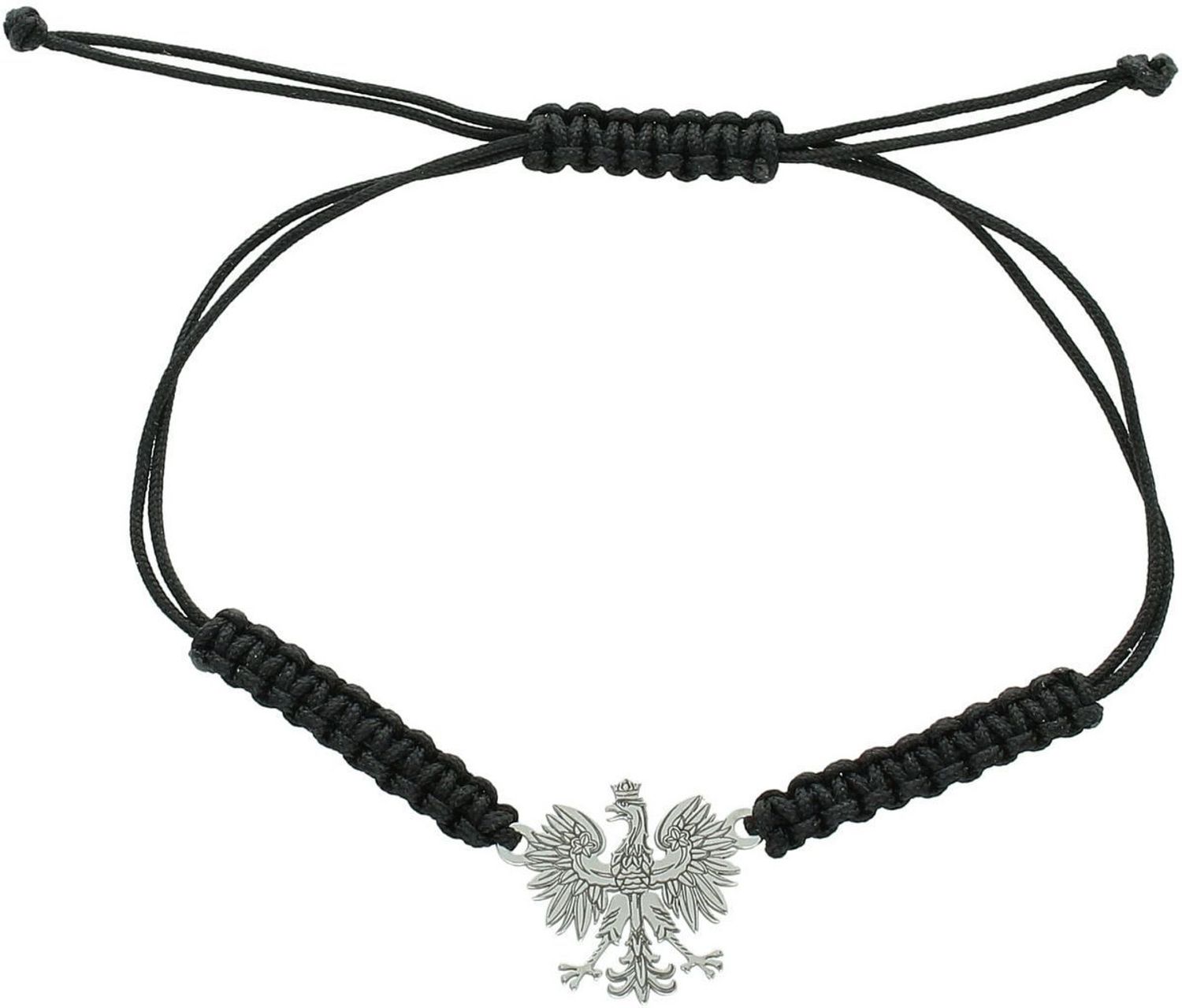 Srebrna Bransoletka z Orłem Godłem Polski na Czarnym Sznurku 925 – Grawer Gratis DIA-BRA-ORZEŁ-925.jpg