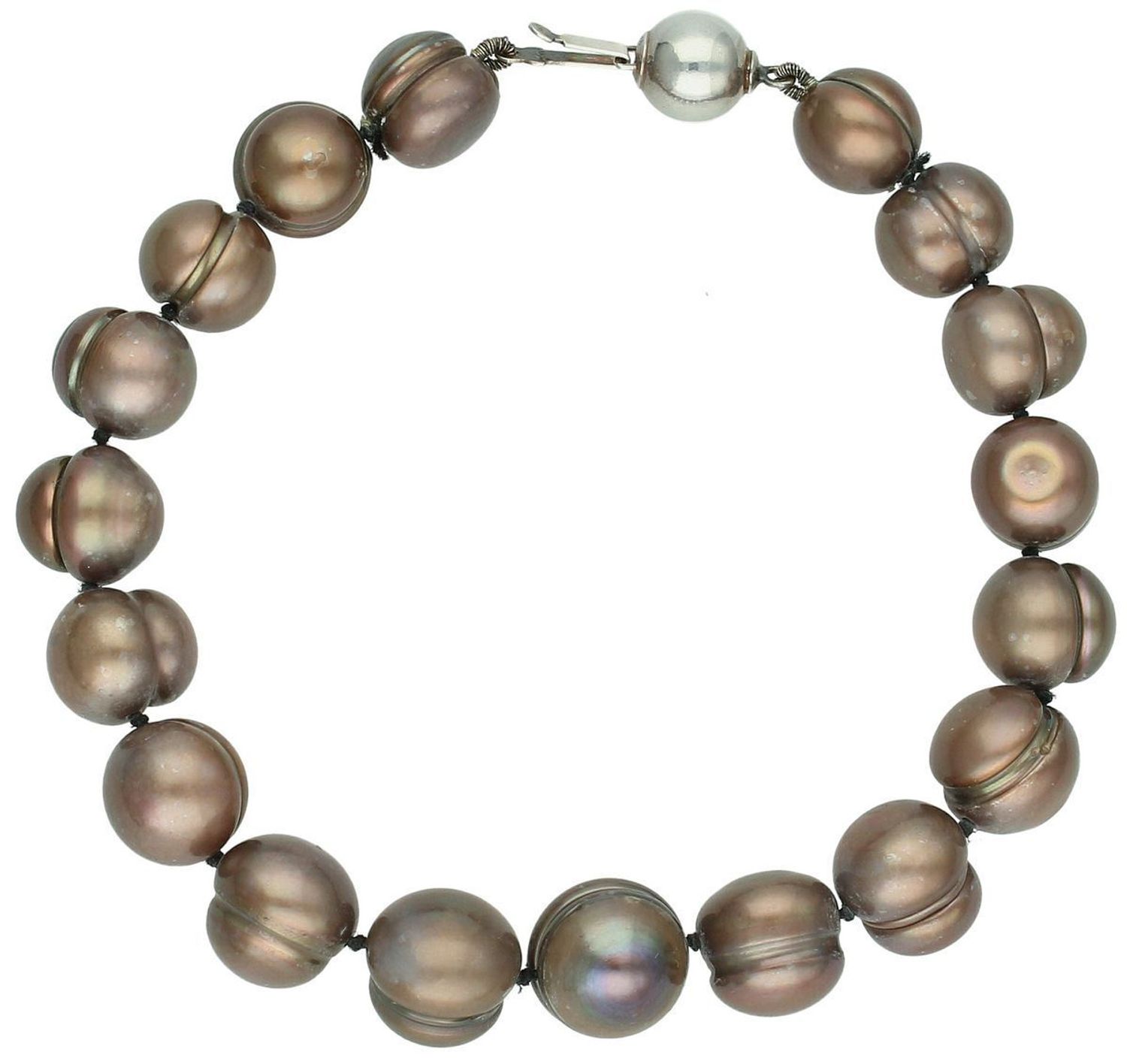 Bransoletka z brązowych pereł 9 mm – srebro 925, elegancja w ciepłych tonach (1).jpg