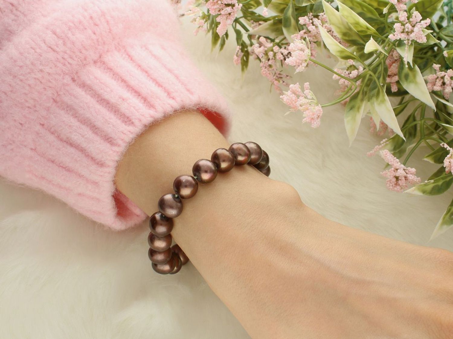 Bransoletka z brązowych pereł 10 mm – srebro 925  Głęboka elegancja  DIA-BRA-PERŁY-NATURALNE-13-925 (2).jpg