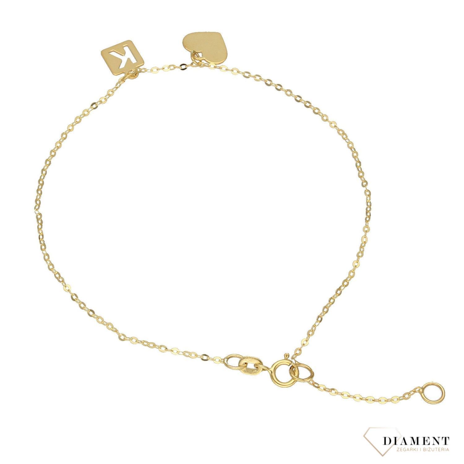 Bransoletka złota serduszko i literka K PL0179BG8K+K, elegancka i nowoczesna biżuteria, idealna na prezent.jpg