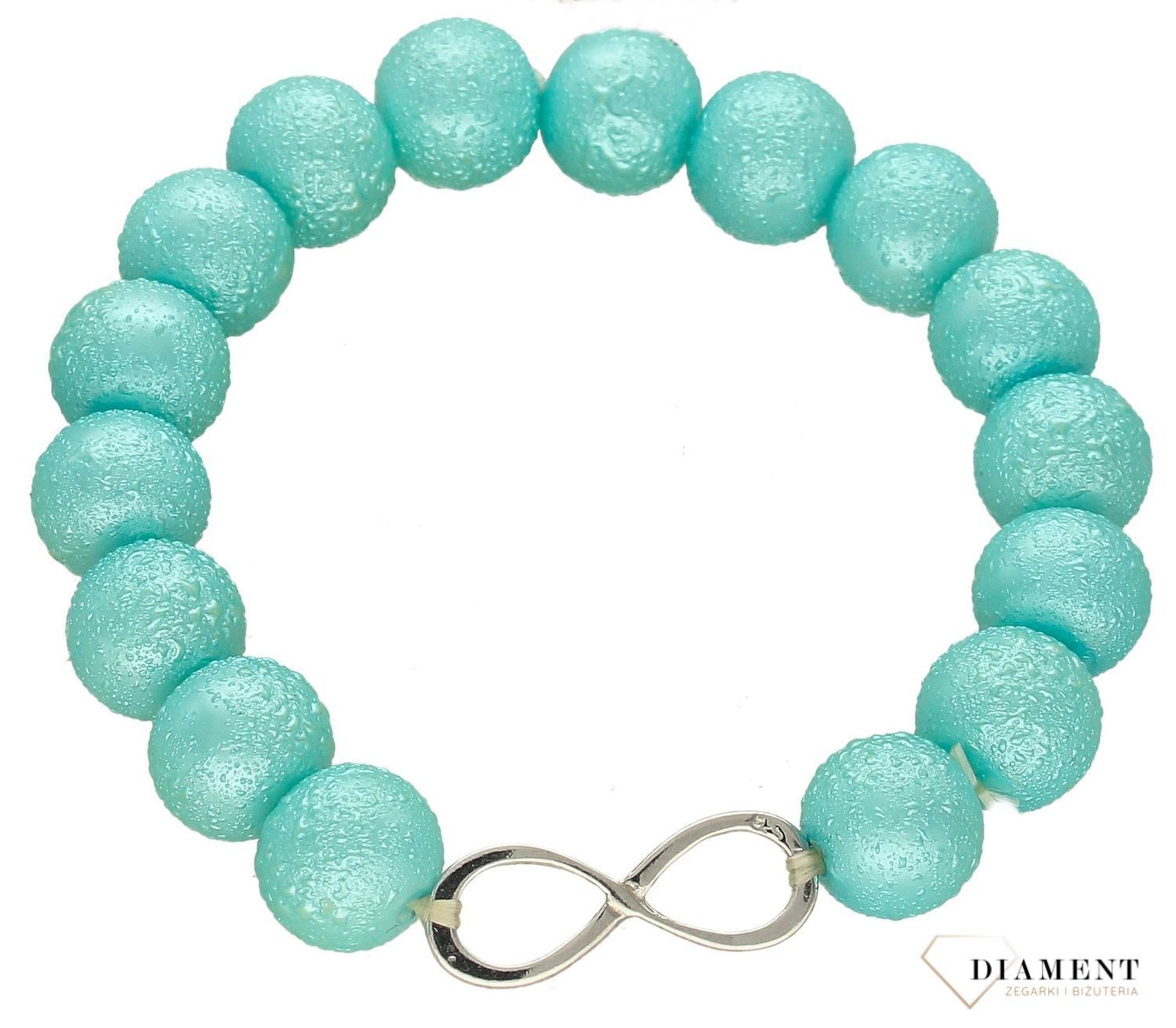 Bransoletka damska koraliki z zawieszką znak nieskończoności DIA-BRA-PUDROWE-KORALIKI2. Bransoletka damska z zawieszką. Bransoletka z zawieszką znak nieskończoności (1).jpg