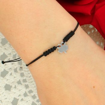 Bransoletka damska na czarnym sznurku z koniczynką srebro 925 – symbol szczęścia (2).jpg