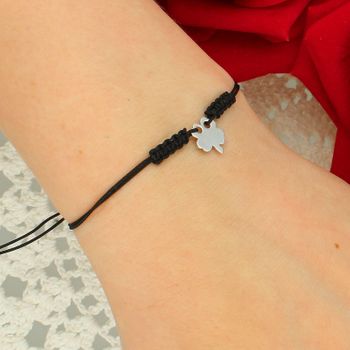 Bransoletka damska na czarnym sznurku z koniczynką srebro 925 – symbol szczęścia (3).jpg