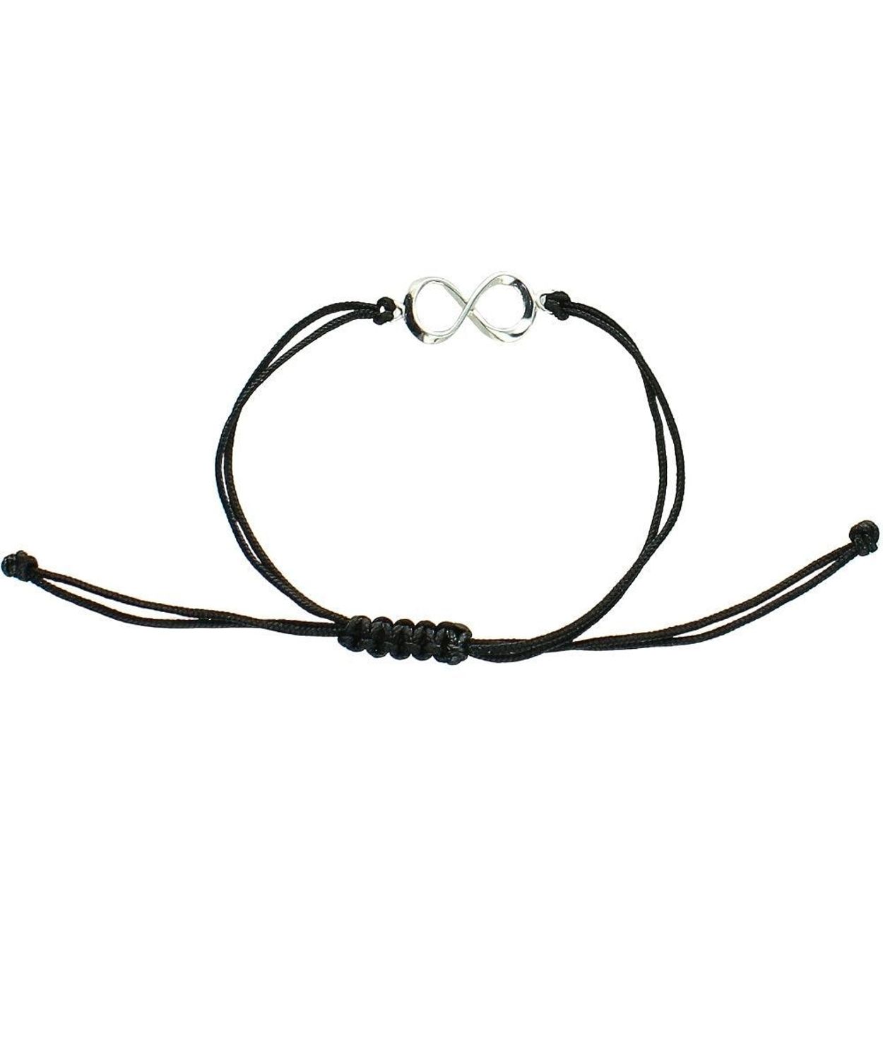 Bransoletka sznurkowa czarna z symbolem nieskończoności – srebro Ag.jpg