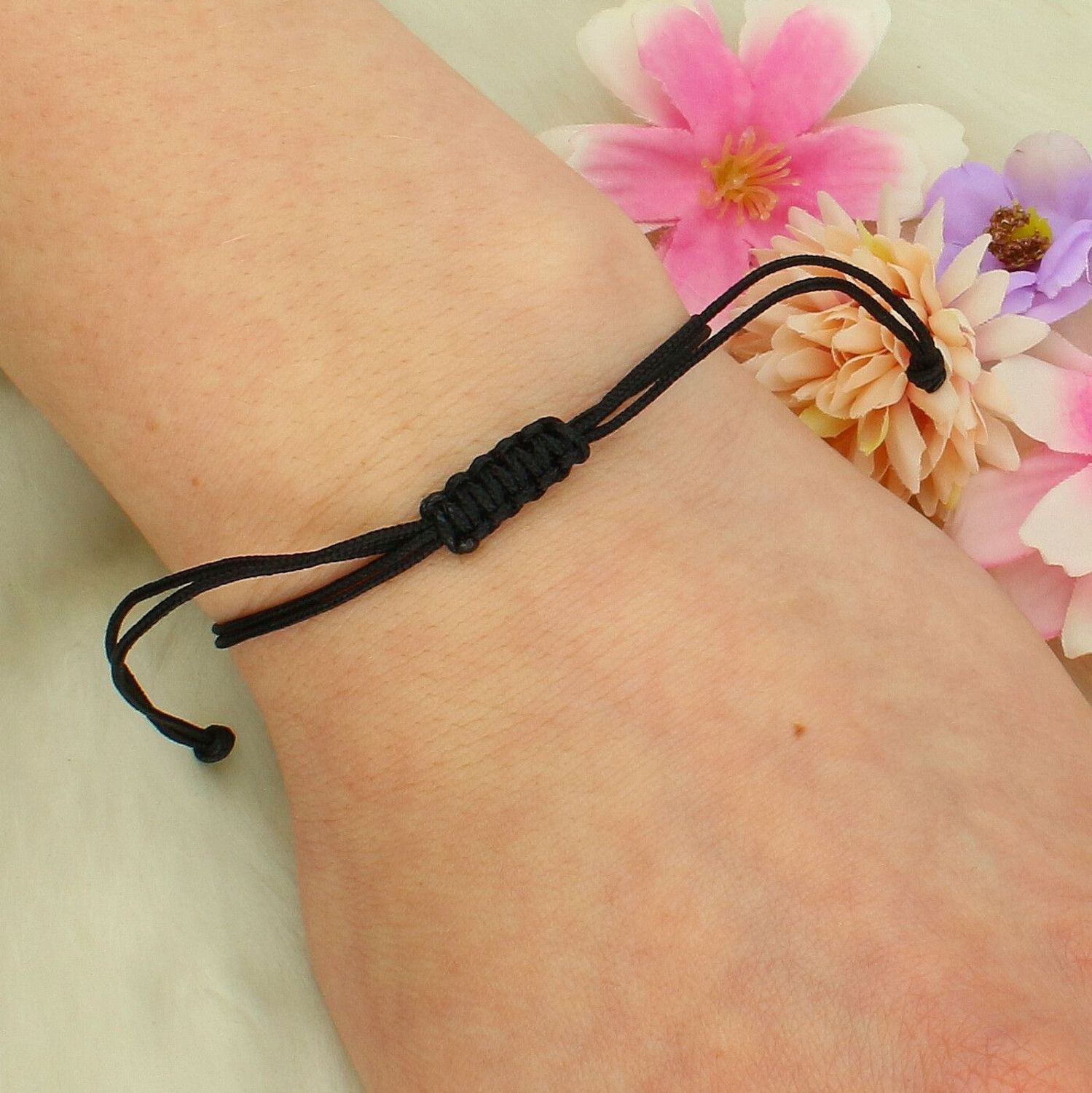 Bransoletka sznurkowa czarna z symbolem nieskończoności – srebro Ag.jpg