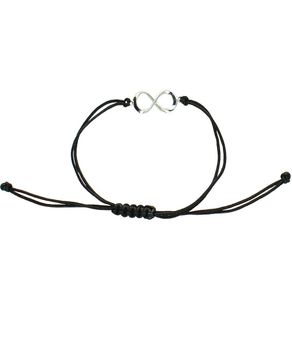 Bransoletka sznurkowa czarna z symbolem nieskończoności – srebro Ag.jpg