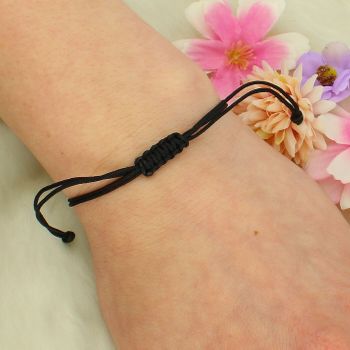 Bransoletka sznurkowa czarna z symbolem nieskończoności – srebro tył.jpg