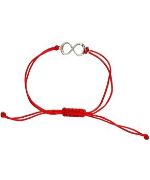 Bransoletka czerwony sznurek znak nieskończoności - srebrna zawieszka.jpg