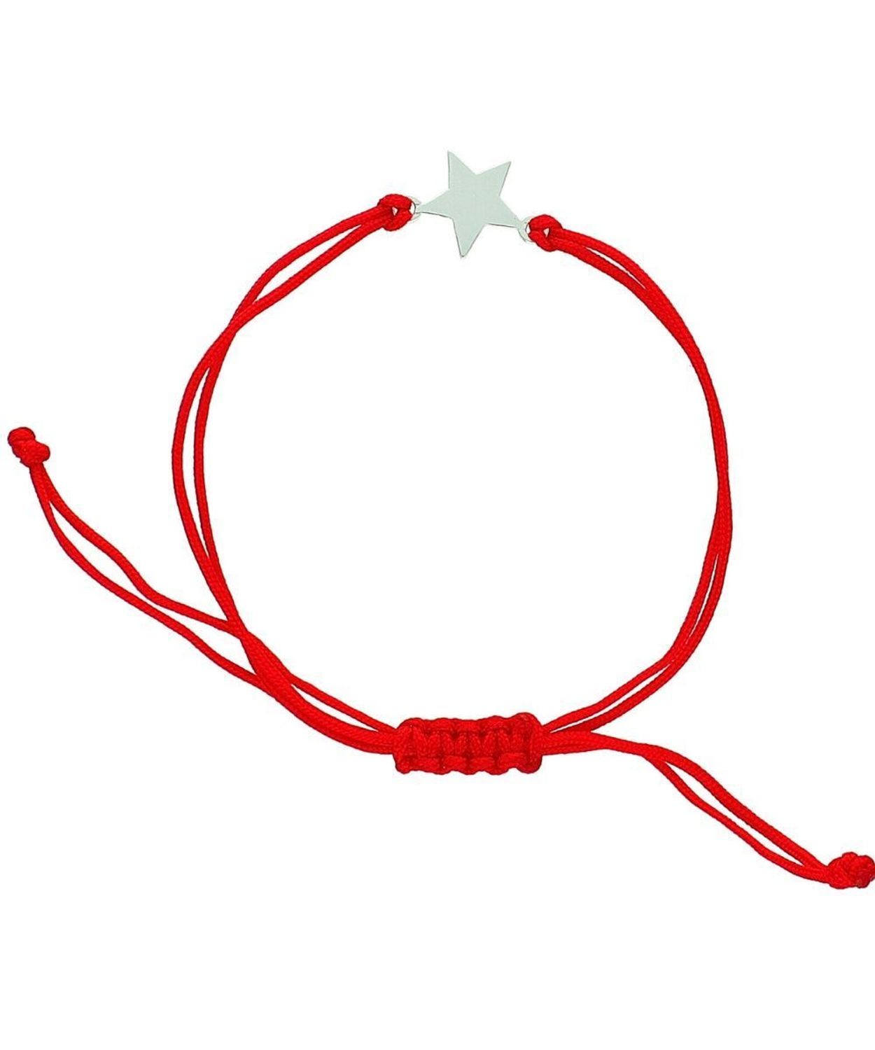 Bransoletka sznurkowa czerwona ze srebrną gwiazdką – regulowana, minimalistyczna.jpg