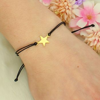 Bransoletka sznurkowa czarna z pozłacaną gwiazdką – symbol marzeń i szczęścia black.jpg