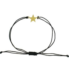 Bransoletka sznurkowa czarna z pozłacaną gwiazdką – symbol marzeń i szczęścia.jpg