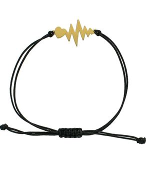 Bransoletka sznurkowa czarna ze złotym sercem i pulsem – regulowana, minimalistyczna.jpg
