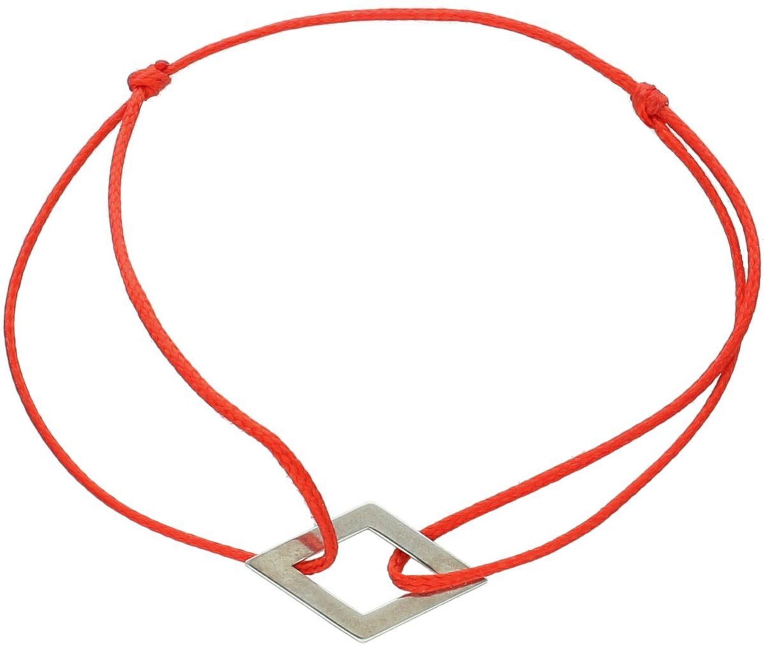Bransoletka srebrna 925 na czerwonym sznurku z zawieszką rombem (1,7 × 1,0 cm). Lekka, subtelna, 0,40 g. Symboliczny prezent z przesłaniem.1.jpg