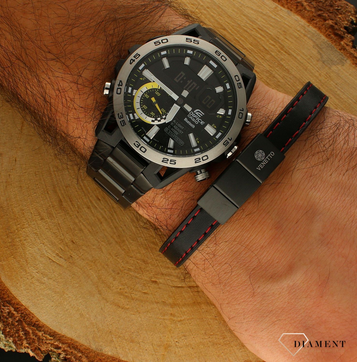 Bransoletka męska skórzana z czarną blaszką Grawer gratis DIA-BRA-S1014254-STAL. Męska bransoletka skórzana.jpg