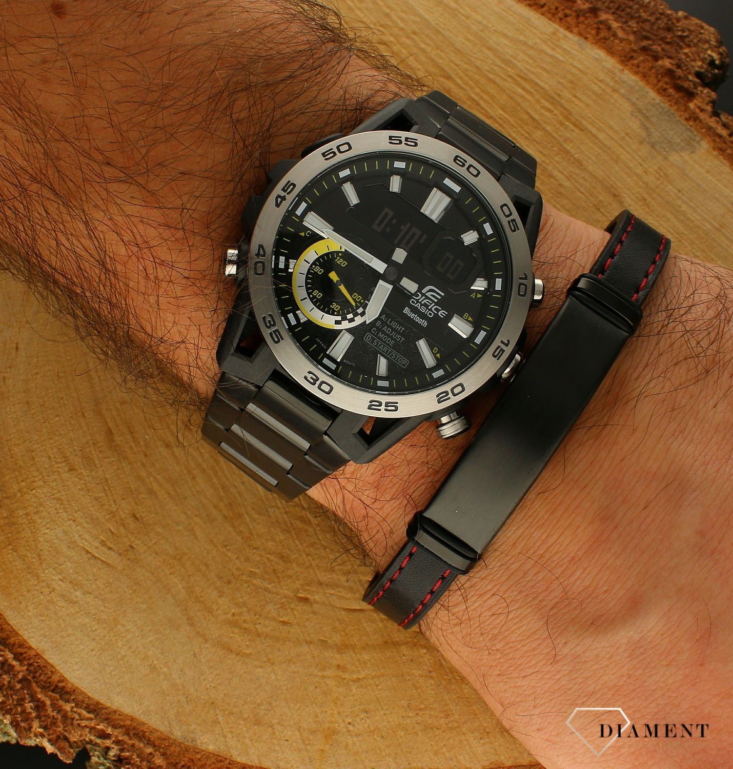 Bransoletka męska skórzana z czarną blaszką Grawer gratis DIA-BRA-S1014254-STAL. Męska bransoletka skórzana.jpg