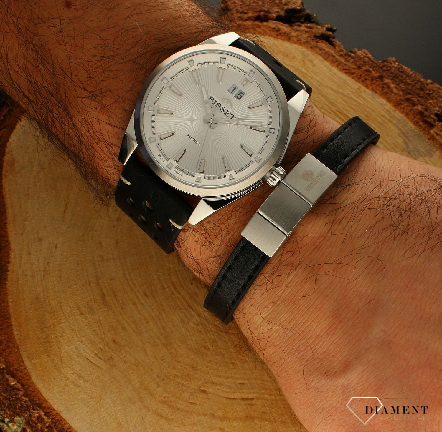 Bransoletka męska skórzana z blaszką Grawer gratis DIA-BRA-S1054254-STAL.  Męska bransoletka skórzana.jpg