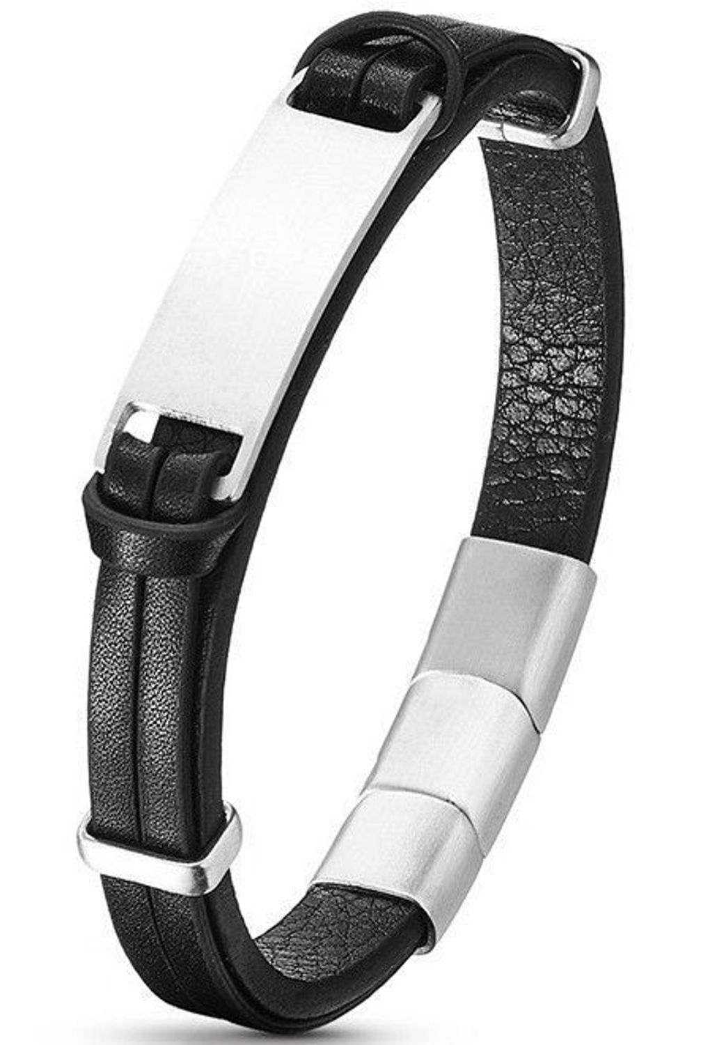 Bransoletka męska skórzana z blaszką Grawer gratis DIA-BRA-S1054254-STAL.  Męska bransoletka skórzana.jpg