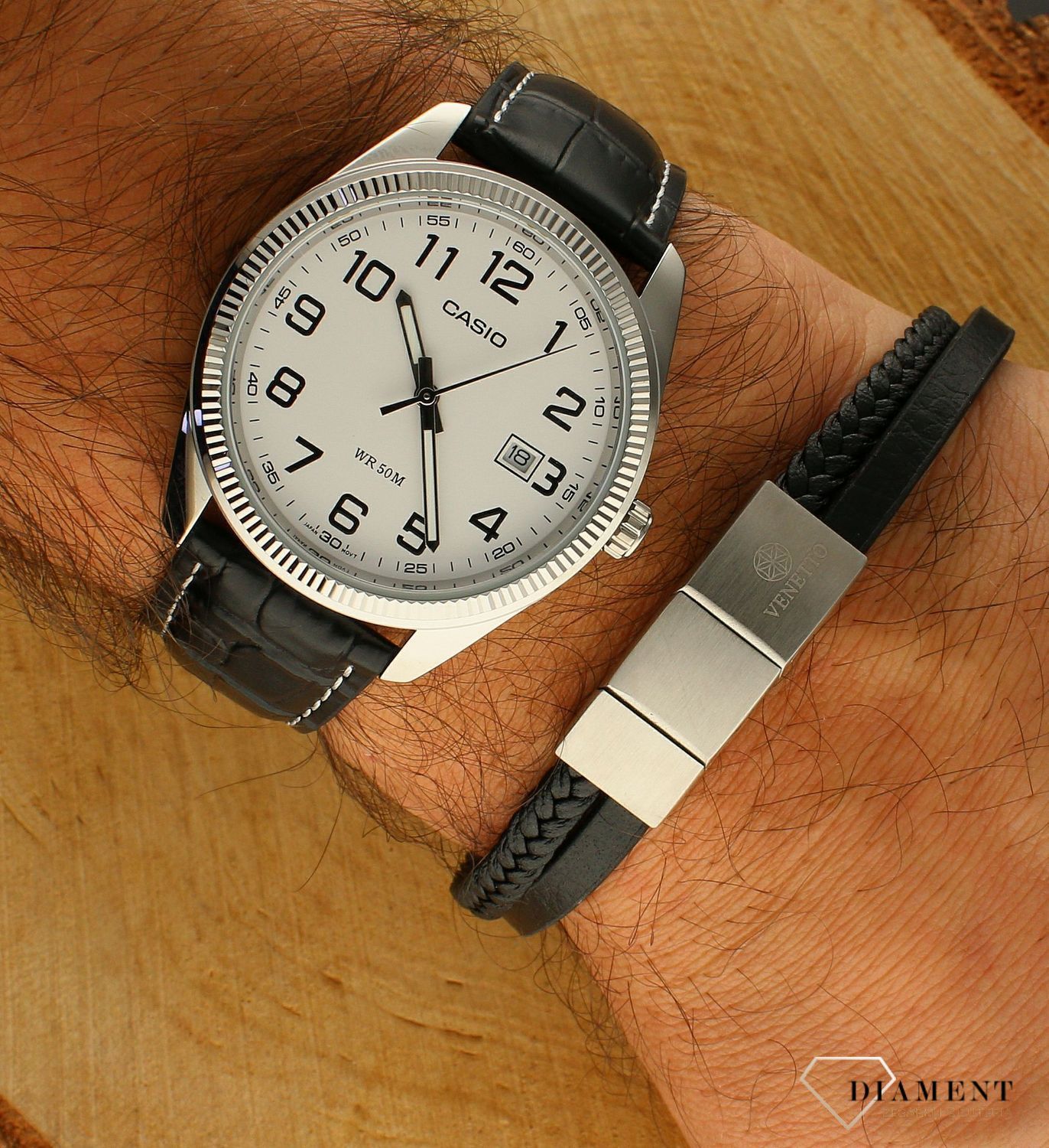 Bransoletka męska skórzana plecionka ze stalową blaszką DIA-BRA-S1064254-STAL (1).jpg