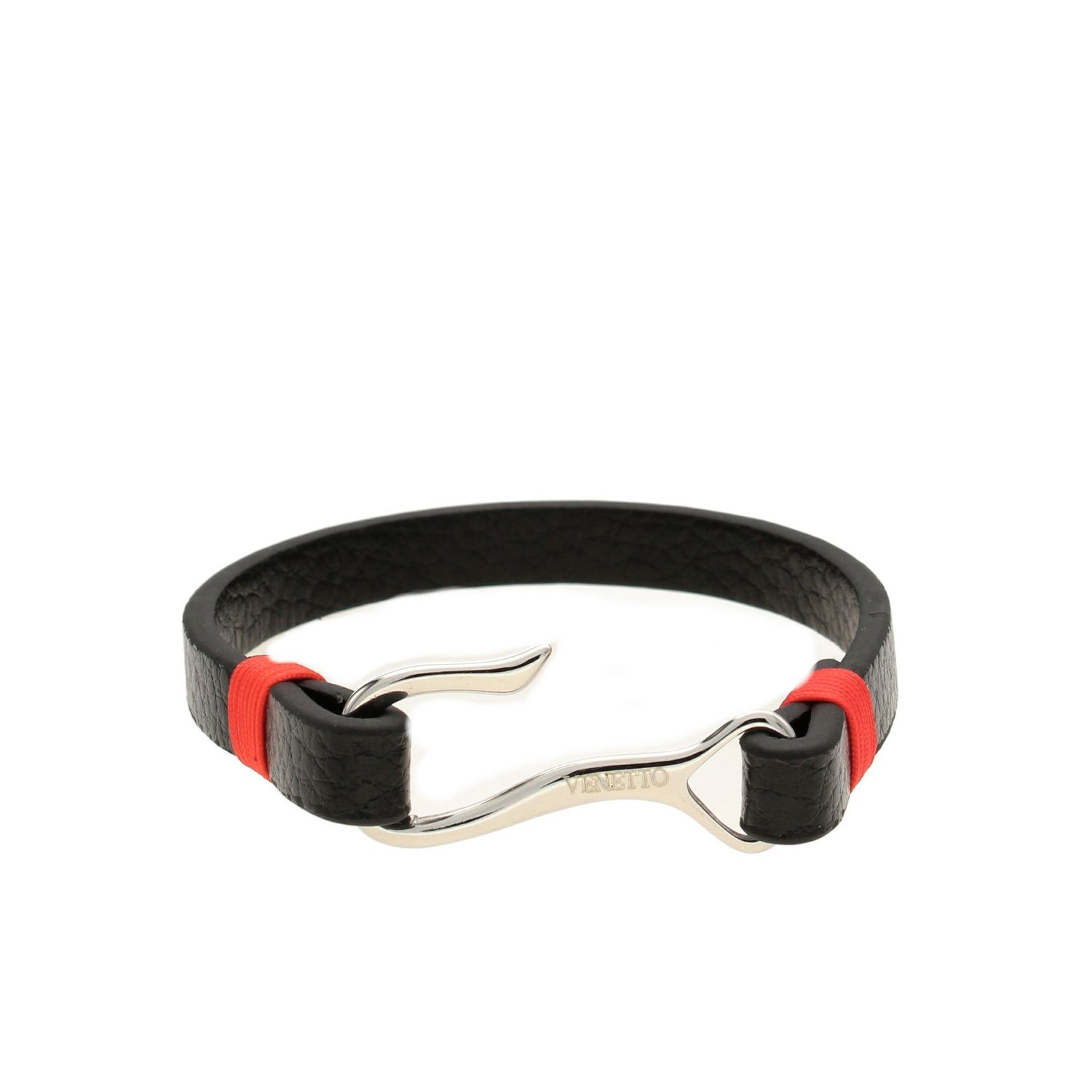 Skórzana bransoletka męska haczyk na czarnej skórze7.jpg