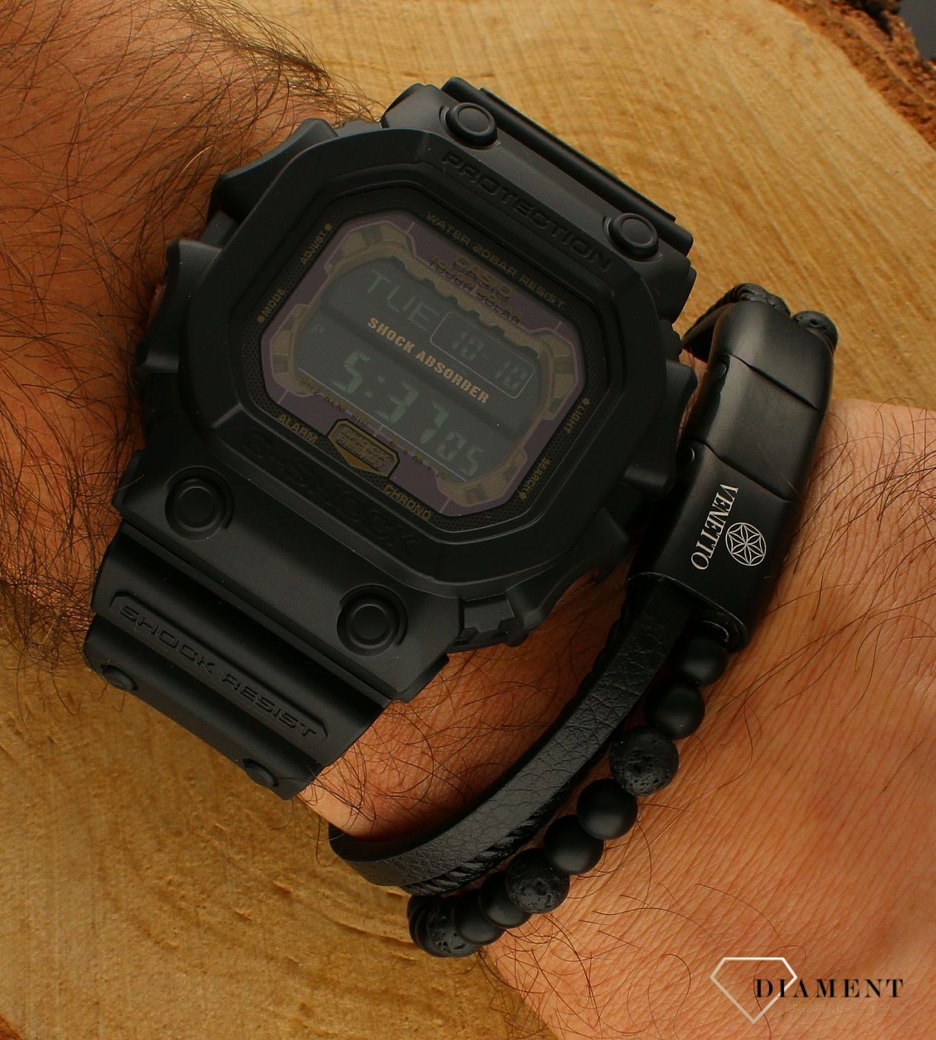 Bransoletka męska skórzana plecionka z koralikami Grawer gratis DIA-BRA-S1184254-STAL..jpg