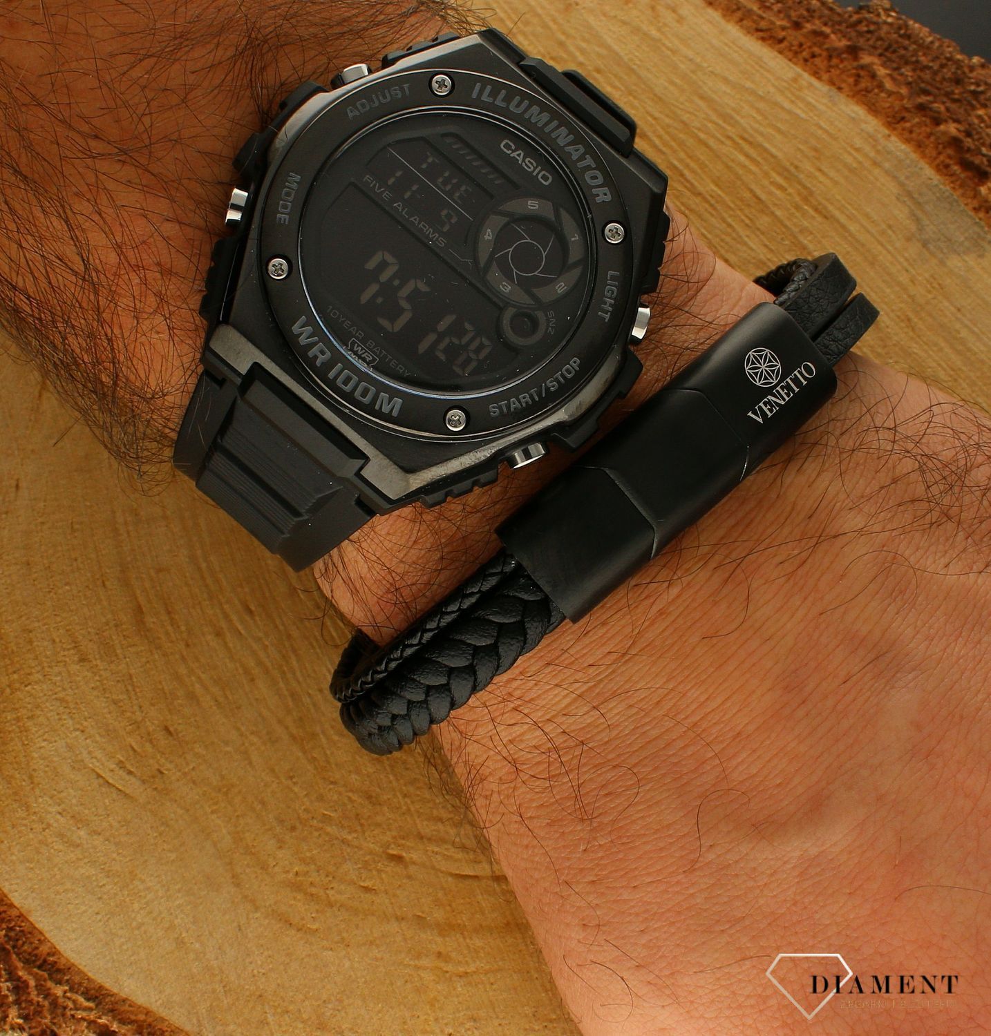 Bransoletka męska skórzana plecionka czarna  Grawer gratis S1224456.  Męska bransoletka skórzana.jpg