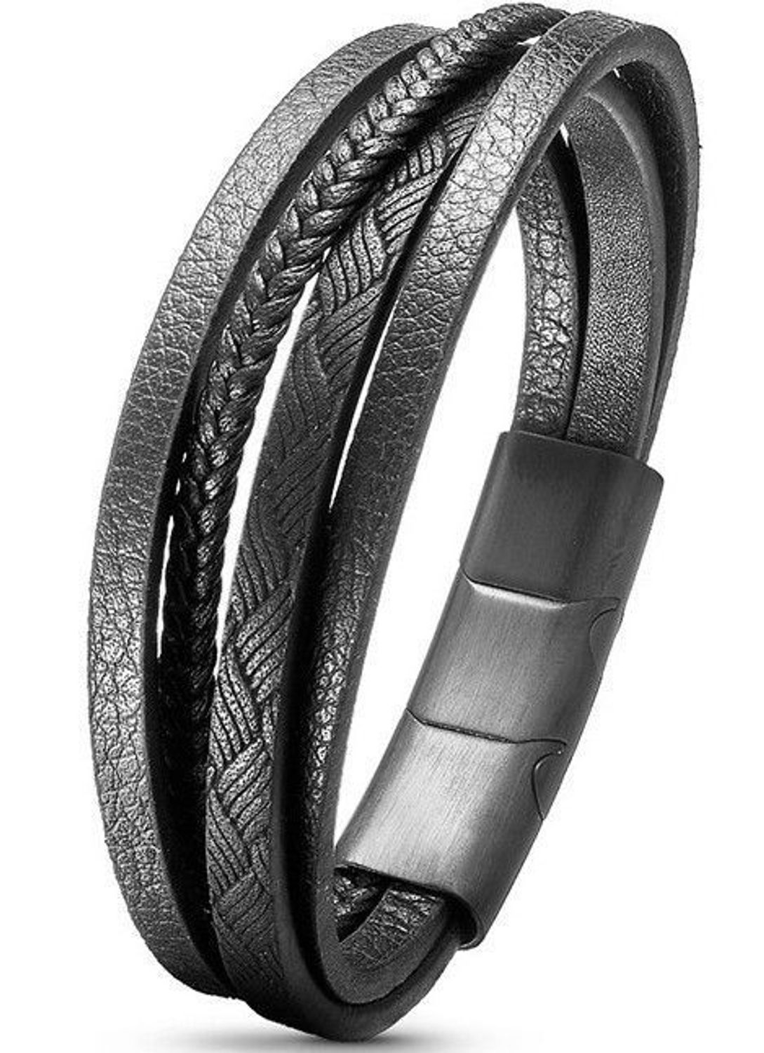 Bransoletka męska skórzana czarna plecionka Grawer gratis DIA-BRA-S1273952-STAL.jpg